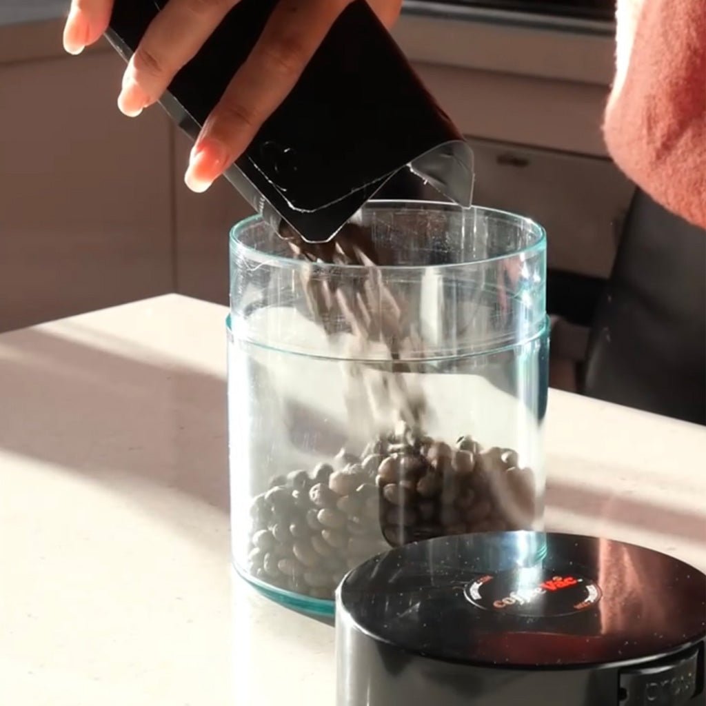 CoffeeVac Clear 250g Coffee Storage Container - Barista Supplies