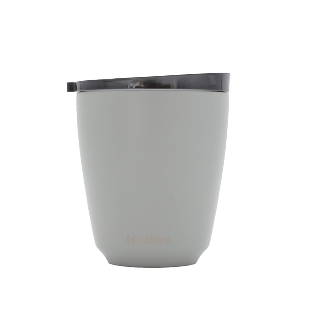 Huskee Steel 8oz Grey Reusable Coffee Cup - Barista Supplies