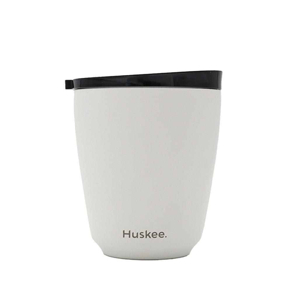Huskee Steel 8oz White Reusable Coffee Cup - Barista Supplies