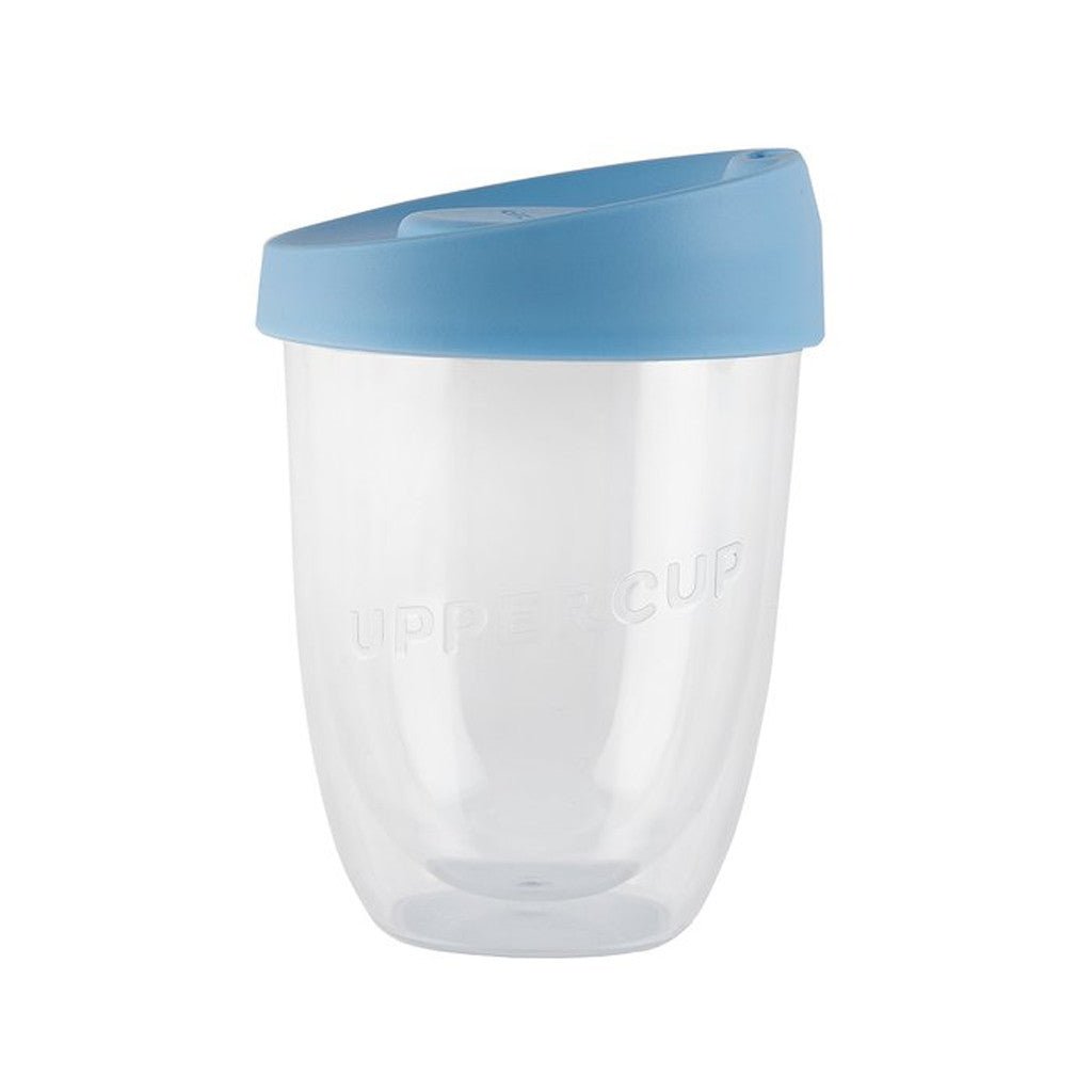 12oz Clear Uppercup with Blue Lid - Barista Supplies