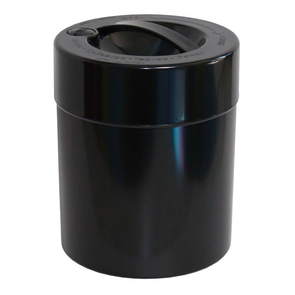 CoffeeVac Black 1kg Coffee Storage Container - Barista Supplies