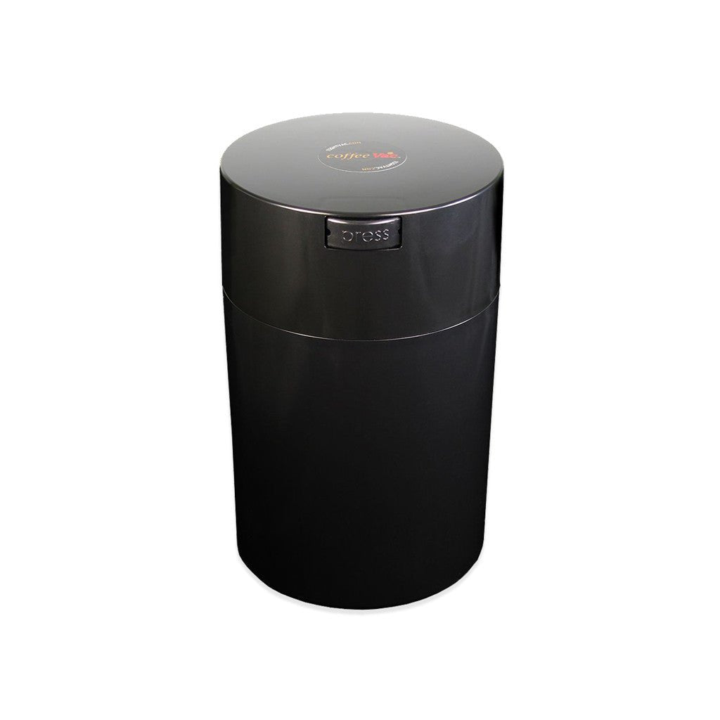 CoffeeVac Black 250g Coffee Storage Container - Barista Supplies