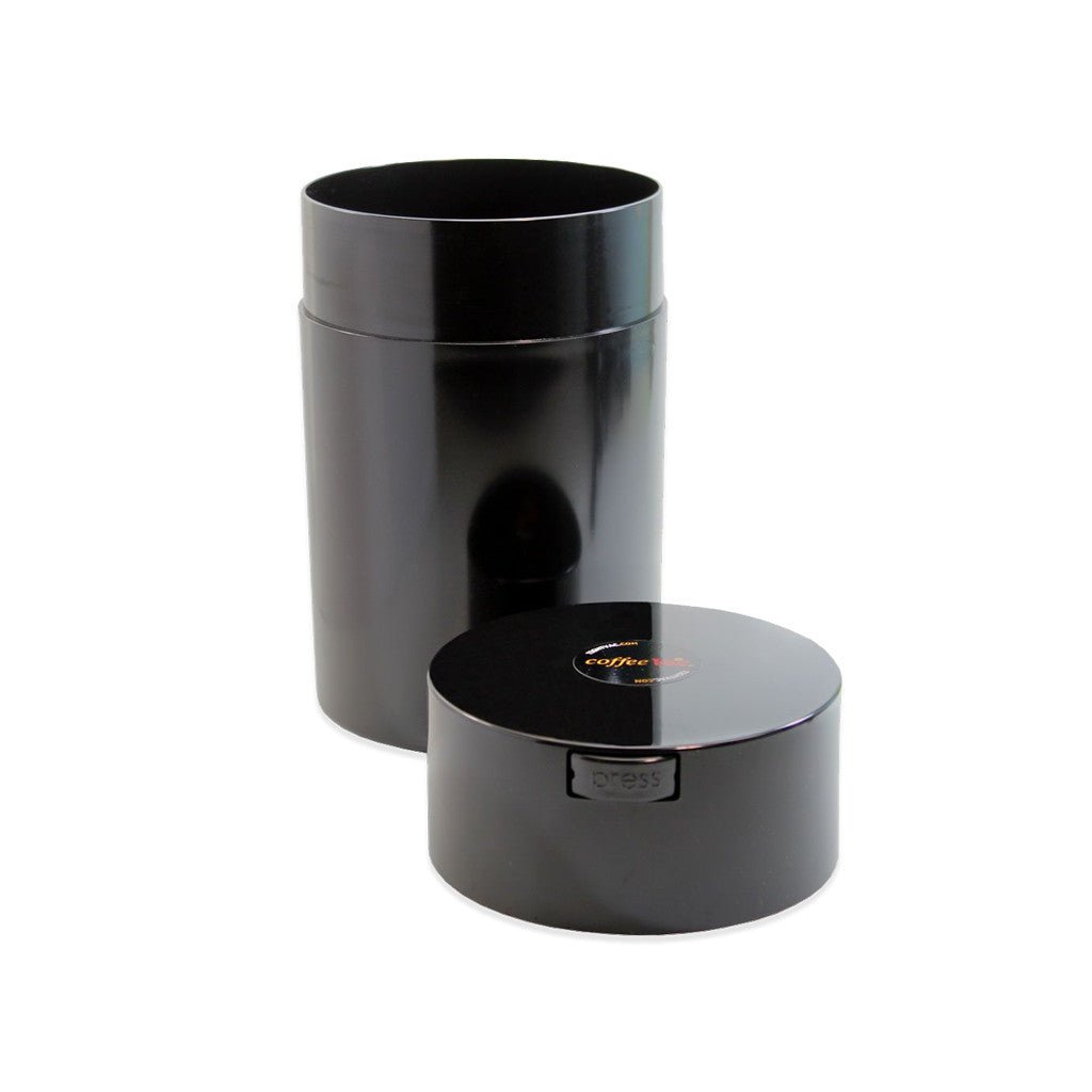 CoffeeVac Black 250g Coffee Storage Container - Barista Supplies