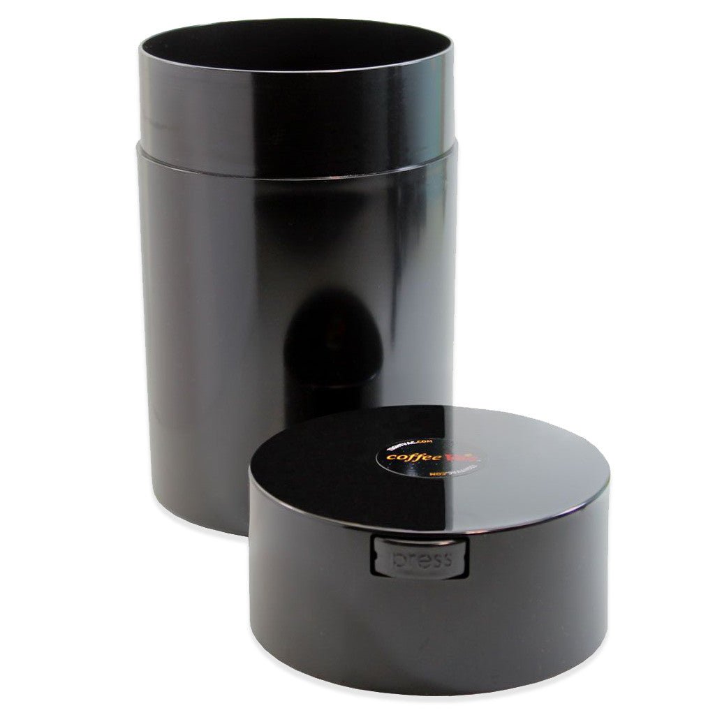 CoffeeVac Black 500g Coffee Storage Container - Barista Supplies