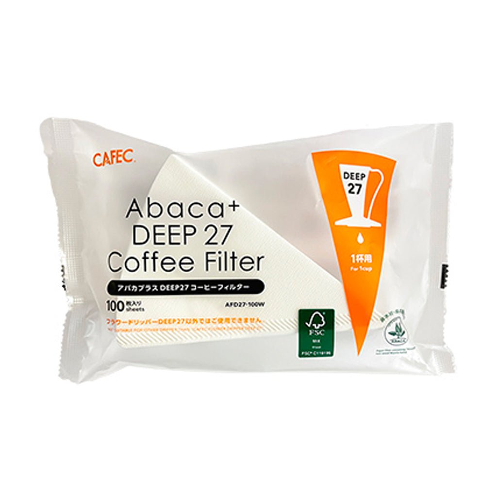 Pre-Order Cafec Abaca Plus Deep 27 Dripper Filter Paper 100 Pack - Barista Supplies