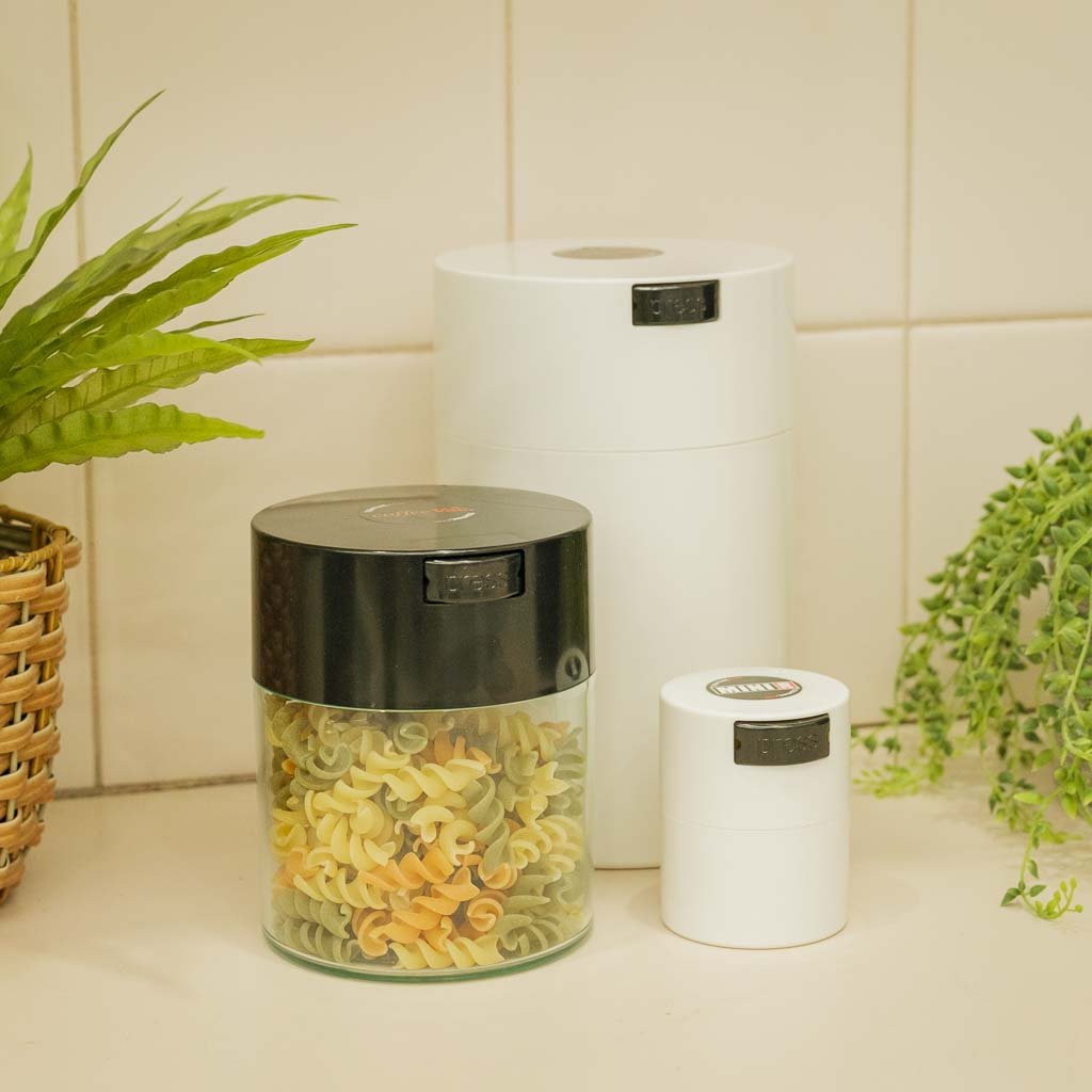 CoffeeVac 40g White Airtight Coffee Storage Container - Barista Supplies