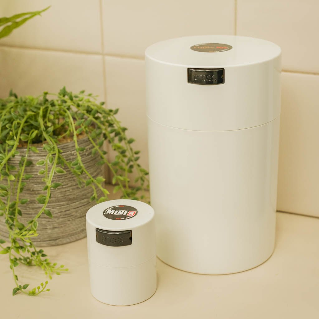 CoffeeVac 500g White Airtight Coffee Storage Container - Barista Supplies