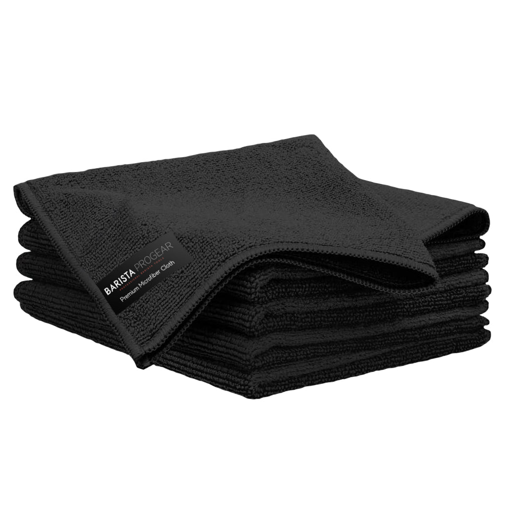 Barista Progear 5 Premium Black Microfiber Cloths - Barista Supplies