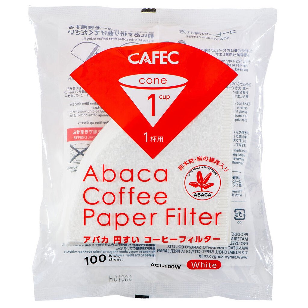 Cafec 1 Cup Abaca Filter Paper 100 Pack - Barista Supplies